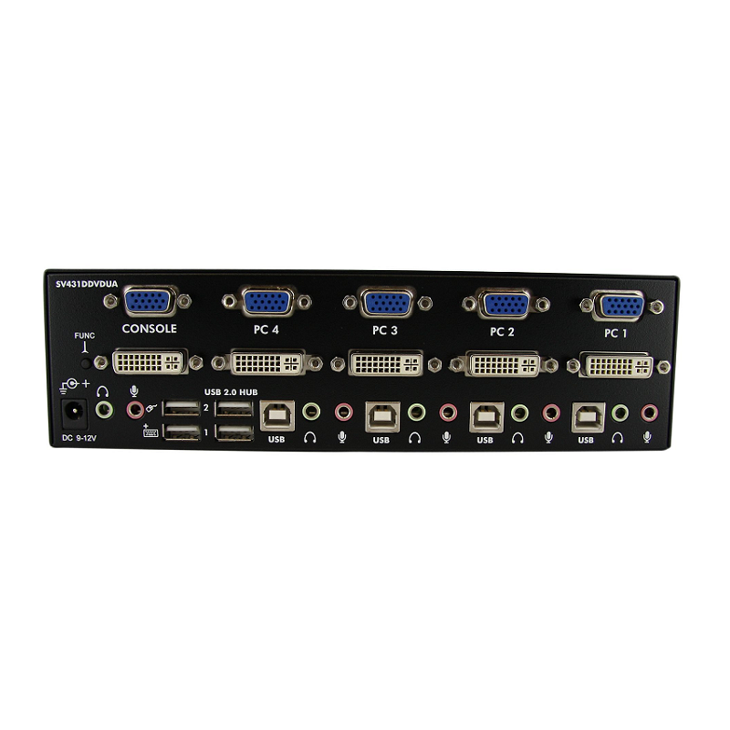 StarTech SV431DDVDUA 4 Port DVI VGA Dual Monitor KVM Switch USB with Audio & USB 2.0 Hub